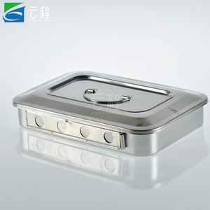 Bandeja Cuadrada de Acero Inoxidable 304 con Tapa, Bandeja para Instrumentos de Laboratorio, Perforada, Resistente al Yodo - Product Image 1