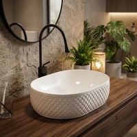 Blanc Couleur Céramique Bonne Qualité Sanitaire À La Main Lavabo Au-dessus Du Comptoir Monté Bol Salle De Bains Comptoir Art Évier