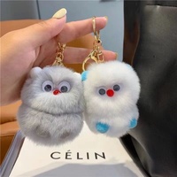 Porte-clés pendentif boule de fourrure monstre mignon, breloque de sac en peluche tendance style Instagram, en forme d'animal, cadeau d'anniversaire parfait