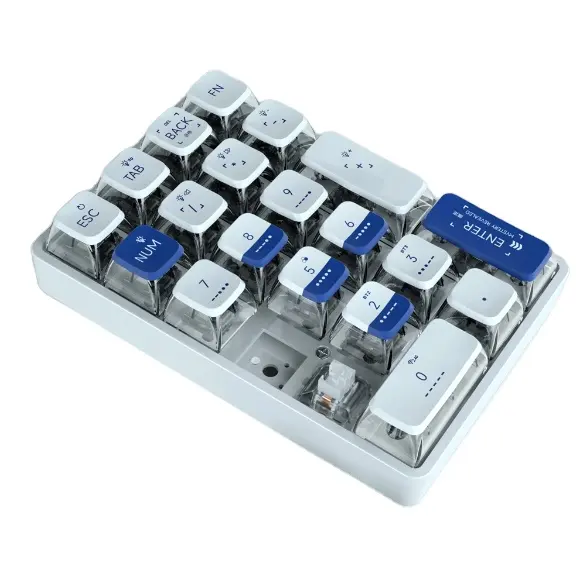 لوحة مفاتيح LEOBOG K21 سلكية / BT / 2.4G، لوحة مفاتيح أرقام ميكانيكية شفافة، 21 مفتاح مع RGB / ضوء أبيض