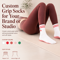 Chaussettes de yoga personnalisées respirantes à séchage rapide, écologiques, en tricot, pour femmes, avec logo jacquard, chaussettes de Pilates mi-mollet antidérapantes