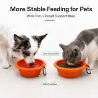 Bol pliable en silicone portable de 600 ml pour chiens et chats, avec bord large et base stable, pour nourriture et eau, idéal pour les voyages en plein air et le camping
