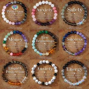 Joyería de moda de Color degradado, pulsera de cuentas de piedra Natural, pulsera elástica hecha a mano, pulsera de riqueza, regalo al por mayor - Product Image 1