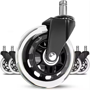 Roues pivotantes silencieuses en PU de 2,5 et 3 pouces, style patins à roulettes, noires transparentes, modernes, réglables, universelles, charge 35 kg - Product Image 1