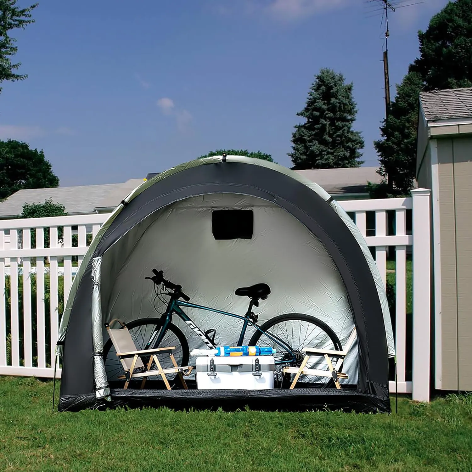 야외 자전거 보관 창고 텐트 및 레인 커버 접이식 자전거 대피소