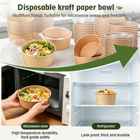 Bol à salade en papier kraft biodégradable, jetable, écologique, compostable, récipient alimentaire anti-fuite, boîte à emporter