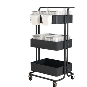 Étagère de rangement portable Juyou à 3 niveaux en acier au carbone, chariot amovible pour l'organisation de la cuisine, du salon et de la maison - Product Image 3