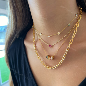 Collar Clásico y Delicado de Plata 925 con Corazón y Tres Piedras de Zirconia Estilo Clip - Product Image 4