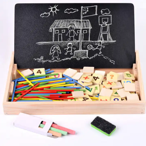 Caja de computación Montessori multifunción 2 en 1, rompecabezas educativo, tablero de dibujo, palos de conteo, juguetes de matemáticas de madera para niños y niñas - Product Image 2