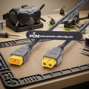 كابل تمديد Amass XT60 ذكر إلى أنثى 16AWG عالي التيار لبطارية الطائرات بدون طيار والروبوتات وأنظمة تخزين الطاقة - Product Image 1