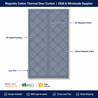 Moustiquaire de porte thermique moderne en coton avec fermeture magnétique, sans perçage, auto-fermante pour cuisine et salon