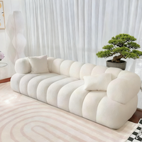Canapé convertible minimaliste 1, 2 ou 3 places, design crème, revêtement en fausse fourrure d'agneau, emballage sous vide, sans structure, pour villa ou bureau