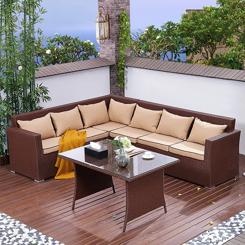 luxury outdoor sofa modern patio outdoor rattan garden set low space 2022 new arrival luxury furniture patio garden sofa