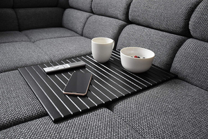 Bamboo <strong>Black</strong> Couch Tray 20x14 Inch Large <strong>Sofa</strong> Armrest Tray <strong>Table</strong> for Straight Chair Arm Flexible Sustainable Non-Slip - Product Image 6
