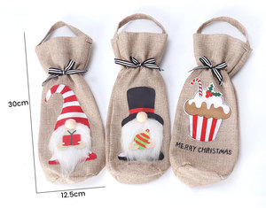 Funda Ecológica Personalizada para Botella de Vino Navideña con Cordón, Decoraciones de Muñeco de Nieve y Copos de Nieve para Bodas, Fiestas, Regalo Navideño - Product Image 3