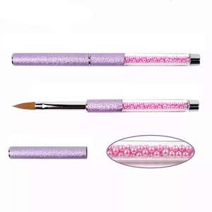 Pinceau à ongles rond en acrylique pur Kolinsky avec manche rose et violet, marque privée, pour extension d'ongles - Product Image 4