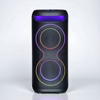 Machine de karaoké domestique 60W avec 2 micros sans fil, éclairage annulaire RGB, pour FM, USB, TF, AUX, TWS, télécommande, boîte cadeau en plastique