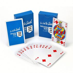 France Mylar Vinyl <b>Playing</b> High Quality Custom Design 32 <b>Cards</b> Paper Game Jeux De Carte Belote With Case - Product Image 1