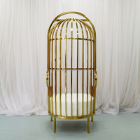 Fauteuil de salle à manger en forme de cage à oiseaux en acier inoxydable doré, style hôtel, fauteuil de détente, fauteuil individuel