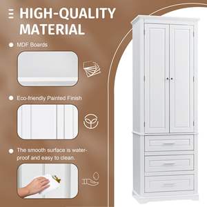 Gabinete de almacenamiento alto blanco DB con tres cajones para organización de baño u oficina - Product Image 6