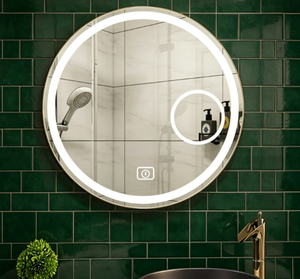 Round LED Bathroom <b>Mirror</b> Anti Fog Wall Mounted Smart <b>Makeup</b> <b>Mirror</b> 3 Color Dimmable Touch Screen for Hotel Home - Product Image 2