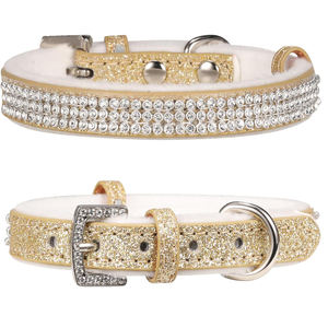 Collares de perro con diamantes de imitación brillantes, collares de perro ostentosos para mascotas pequeñas y medianas, collares de diamantes brillantes con estilo de lana de cuero brillante - Product Image 1