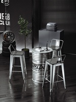 Ensemble de meubles de bar en fût d'huile industriel vintage, table et chaises en métal pour pub, café, restaurant, OEM, ODM, logo personnalisé