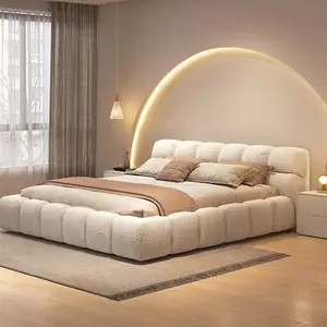 Роскошная кровать из микрофибры, Современная минималистская двухместная мебель для спальни, кровать размера «King-Size»