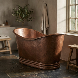 Freestanding Copper Bathtub Oval Clawfoot <b>Slipper</b> Tub Handcrafted Metal Bath Barrel for Home Hotel- Indian Home Crafts - Product Image 3