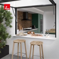 Alland 2025 Cuisine anglaise Armoire de cuisine en bois massif Design shaker Vert foncé Ensemble complet Robinet Charnières Accessoires Plan de travail stratifié