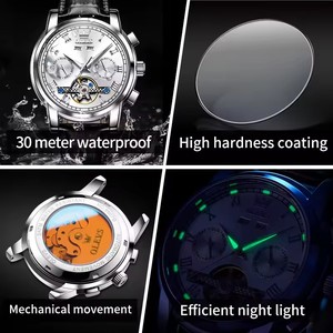 Flywheel <b>Skeleton</b> <b>Automatic</b> <b>Watch</b> for Men Luminous Starry Sky Waterproof Business Wristwatch Mechanical <b>Watch</b> 6689 - Product Image 5