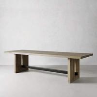 Table rectangulaire en bois de chêne massif de style américain rétro, table de négociation de bureau, table de salle à manger