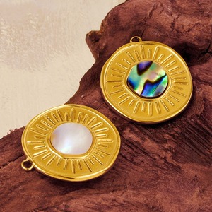 Collar de Acero Inoxidable 304 Dorado con Diseño de Rayos de Sol, Madreperla y Medalla de Rueda Radiante, Cadena de Eslabones para Colgante Unisex Hombre Mujer - Product Image 6