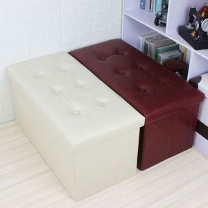 Pouf de rangement carré en cuir moderne 38*38*38cm, tabouret de coiffeuse pliable avec couvercle amovible pour chambre à coucher - Product Image 2