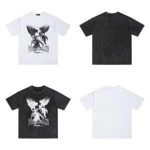 AliExpress 2026 Nuova Maglietta Estiva Viola Devil Angel con Effetto Usurato a Maniche Corte - Product Image 1