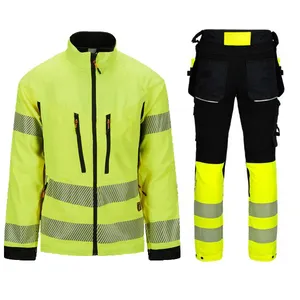 Hivis Jaket Melar Unisex, Kain Sarang Lebah Melar Empat-cara dan Kain Cordura Gabungan Jaket Keselamatan Tersertifikasi Kustom