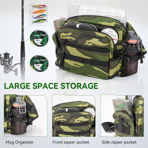 カスタム屋外防水カモフラージュフィッシングクロスボディスリング収納バッグフィッシングタックルバッグロッド & ギアホルダー付き - Product Image 4