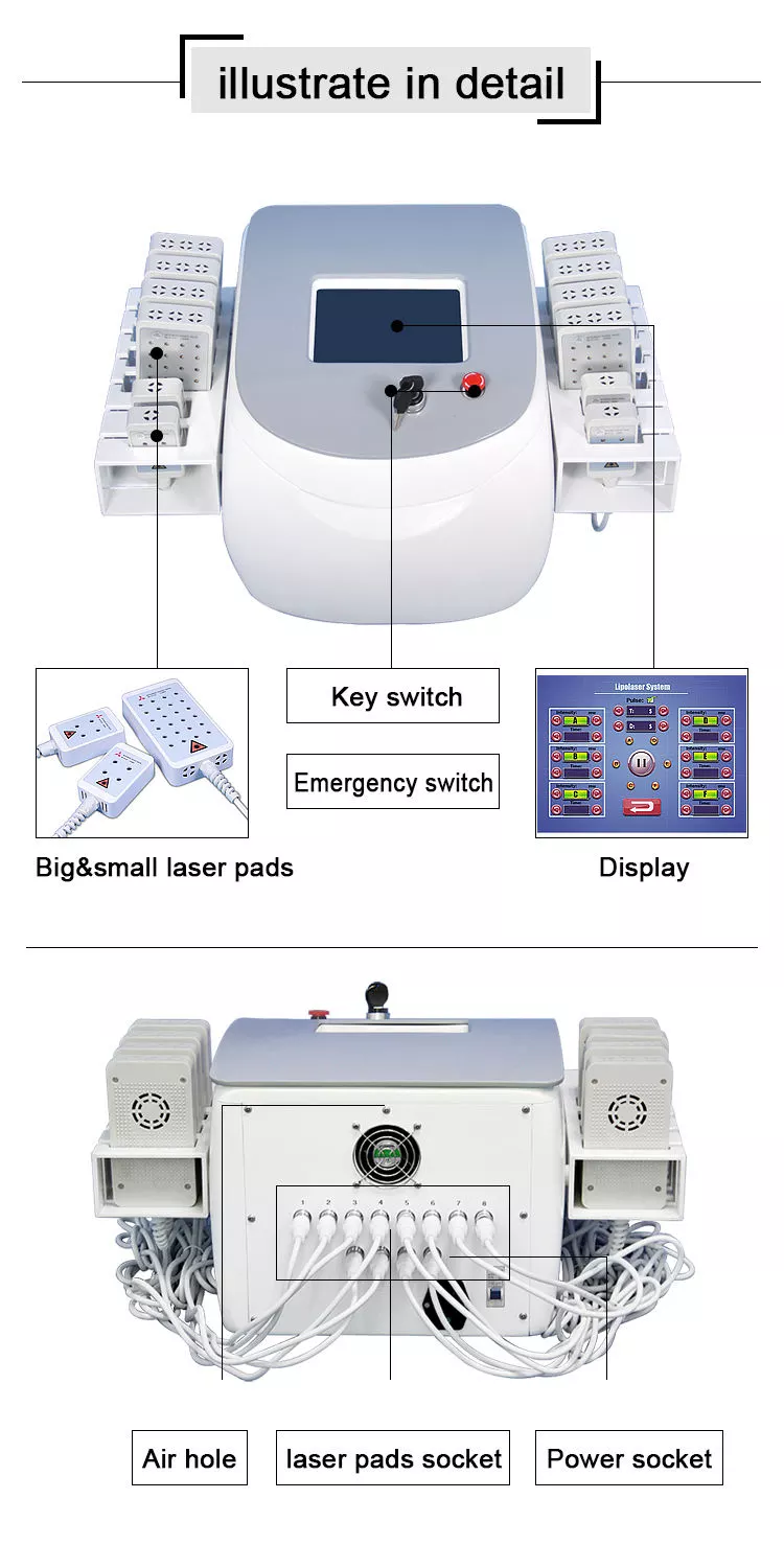 660nm 980nm laser red light laser body shape contour 5d laser pads lipo pads fat melting machine