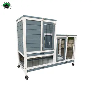 Unique Outdoor Rabbit Hutch Wooden Poultry House Bunny Cage for Small Animals Backyard