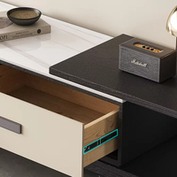 Combinaison Meuble TV et Table Basse en Pierre Frittée Luxe Léger, Rétractable, Style Moderne et Simple, Nouveau Meuble TV Haut de Gamme au Sol