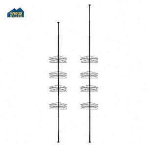 WEKIS Custom Black Metal Bath Wall Mounted Adjustable <b>Basket</b> Bathtub Holder Hanging Tension Pole Mesh Corner Rack Caddy <b>Shelf</b> - Product Image 2