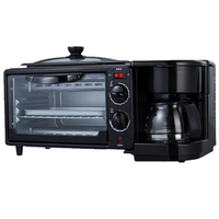 Machine à petit-déjeuner 3 en 1 multifonctionnelle, mini-four grille-pain avec cafetière et poêle antiadhésive, machine à petit-déjeuner pour la maison