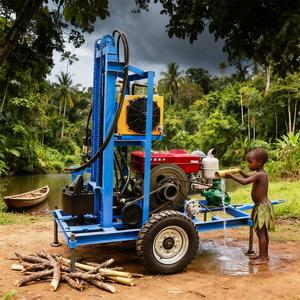 깊은 시추공 프로젝트를위한 휴대용 100m 150m 견인 휠 디젤 물 우물 드릴링 장비 기계 - Product Image 3