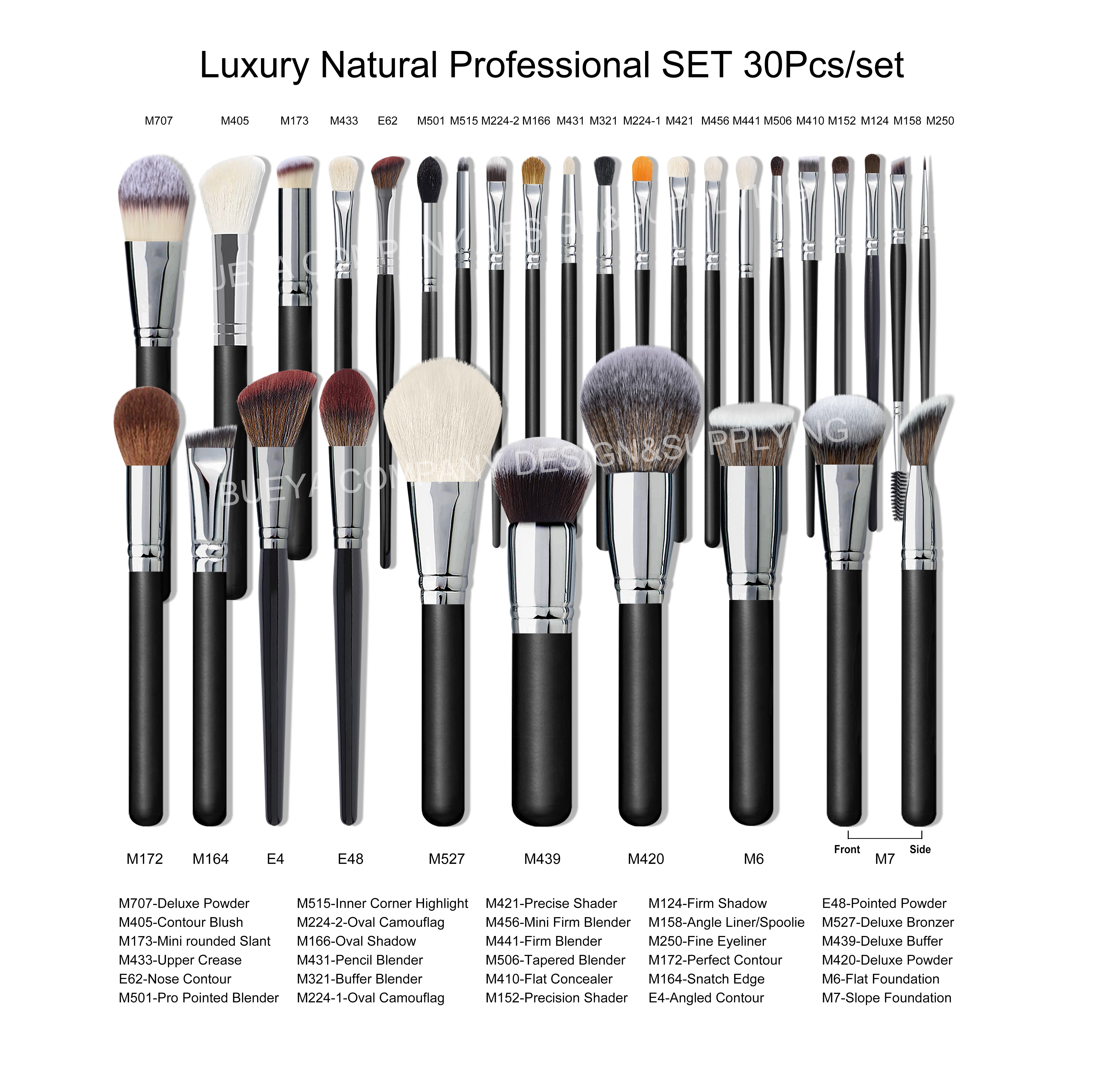30 pcs brosse noire (sac en plastique-) sans logo