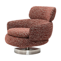 Fauteuil d'appoint pivotant en tissu rembourré avec base en acier, personnalisable OEM pour hôtel, bureau, salon