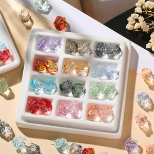Translucent Glass Rose <b>Beads</b> 9x14mm Lampwork Flower Shape For Jewelry Making - Product Image 5
