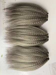 Extensions de <span class=keywords><strong>cheveux</strong></span> humains vierges brésiliens gris argent foncé, lisses, double épaisseur, <span class=keywords><strong>à</strong></span> clipser sans couture, couleur sel et poivre - Product Image 3