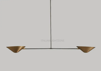 Lustre moderne du milieu du siècle en laiton avec abat-jour conique, style années 1950, en laiton brut fait main, luminaire de plafond à 1 ampoule pour salon et chambre à coucher