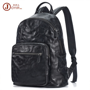 Joyir Leather <b>Backpack</b> <b>20L</b> Black Large Capacity Interior Zipper Pocket Men's <b>Backpack</b> - Product Image 5