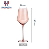 HUAHANG Verres à pied en verre cristal de table 430ml Soufflé à la main Gobelet de couleur rose Verres à vin pour la fête de mariage